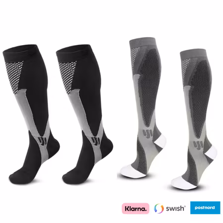 Stödstrumpor sport 2-pack (Svart/Grå)