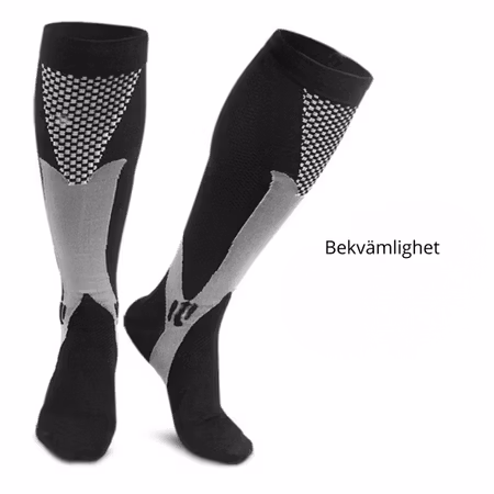 Stödstrumpor sport 2-pack (Svart/Grå)