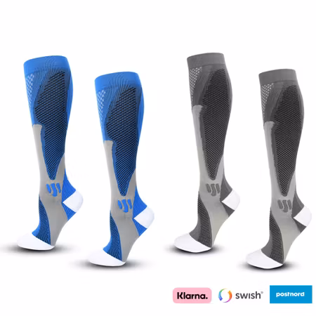 Stödstrumpor sport 2-pack (Blå/Grå)