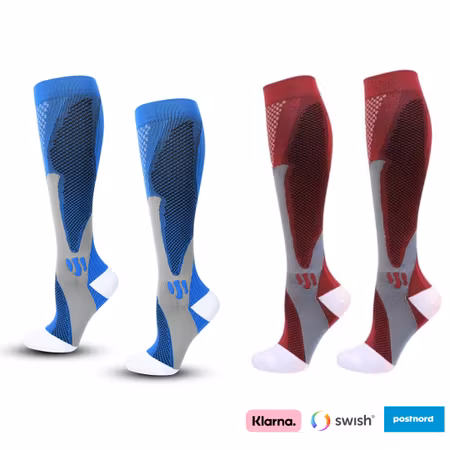 Stödstrumpor sport 2-pack (Blå/Röd)