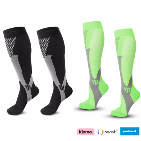 Stödstrumpor sport 2-pack (Svart/Grön)