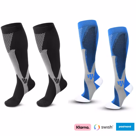 Stödstrumpor sport 2-pack (Svart/Blå)