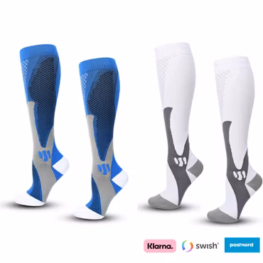 Stödstrumpor sport 2-pack (Blå/Vit)