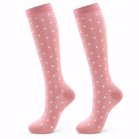 Stödstrumpor rosa (Vita prickar)
