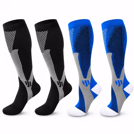 Stödstrumpor sport 2-pack (Svart/Blå)