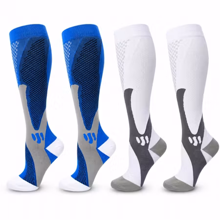 Stödstrumpor sport 2-pack (Blå/Vit)