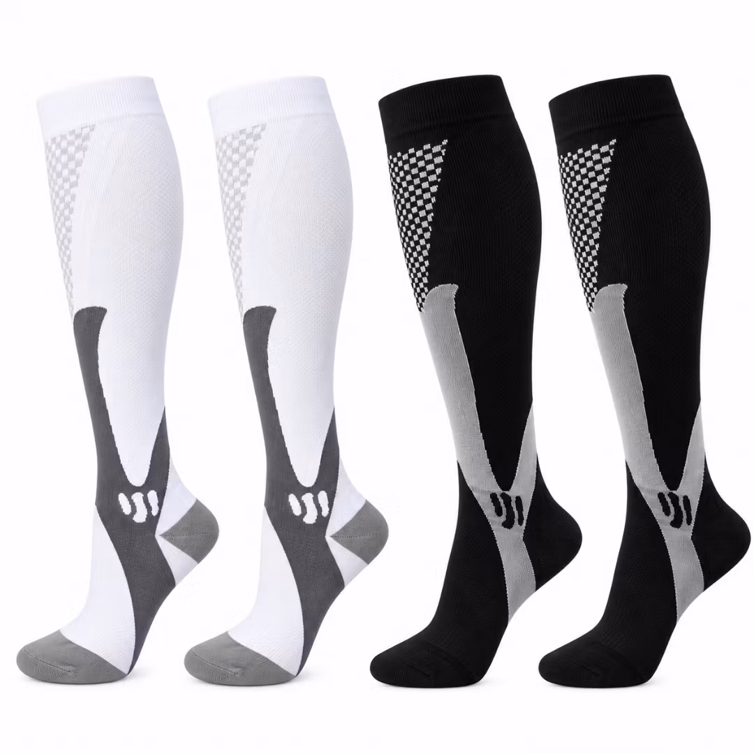 Stödstrumpor sport 2-pack (Vit/Svart)