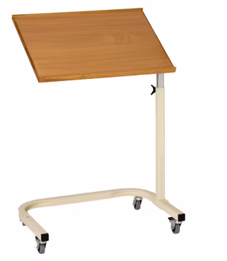 Side table, bed table, care table "NORDIC", beech, casters (1-2501-0), metal, cream, height adjustable 68 to 108cm