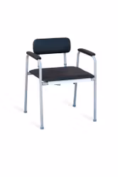 XXL toalettstol "COMFORT" med hink (1-1295) Metallgrå Sitthöjd 50 cm Breddjusterbar 55 till 85 cm Bärförmåga upp till 300 kg