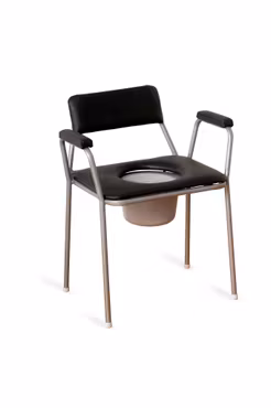 XXL "COMFORT" commode chair, wide model with bucket (1-1291-60), metal, grey, height adjustable from 45 to 60 cm, load capacity up to 200 kg, HMV No. 33.40.04.0041