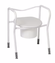 Toalettstativ "ECONOMY" med högkvalitativa gummifötter (1-1203), metall, vit, höjdjusterbar från 45 till 60 cm, lastkapacitet upp till 160 kg, HMV nr 33.40.02.1016