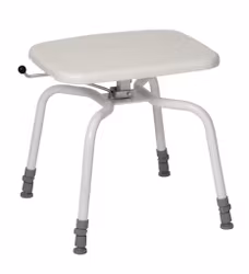 Shower stool with swivel seat "PRACTIC" Standard seat High-quality rubber feet (1-1138) Metal white Height adjustable from 45 to 60cm Load capacity up to 130 kg HMV No. 04.40.03.1022