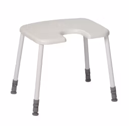 Duschhocker "MODULAR" Hygienesitz hochwertige Gummifüsse  (1-1111) Metall weiss  höhenverstellbar 43 bis 58cm belastbar bis 150kg HMV Nr. 04.40.03.1018