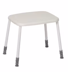Shower stool "MODULAR" standard seat, high-quality rubber feet (1-1110), metal, white, height adjustable from 43 to 58 cm, load capacity up to 150 kg, HMV No. 04.40.03.1017