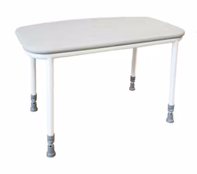 Shower stool/bench XXL "HEAVY" with high-quality rubber feet (1-1116) Metal white Height adjustable 47 to 60 cm Load capacity up to 300 kg