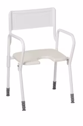 Duschstuhl "MOBILE" faltbar Hygienesitz hochwertige Gummifüsse (1-1117) Metall weiss höhenverstellbar 45 bis 60cm belastbar bis 130kg HMV Nr. 04.40.03.2028