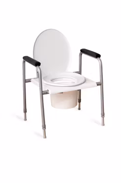 XXL toilet support frame "COMFORT" with bucket (1-1297) metal grey height adjustable 45 to 60cm width adjustable 55 to 85cm load capacity up to 300kg