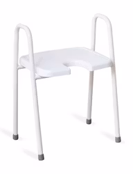 Duschpall "STANDARD" med armstöd, hygienisk sits (49-105) metallvit, sitthöjd 50 cm, lastkapacitet upp till 150 kg