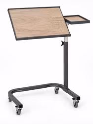 Overbed Table NORDIC Oak/Anthracite with Side Tray, height-adjustable (1-2501-EAA)