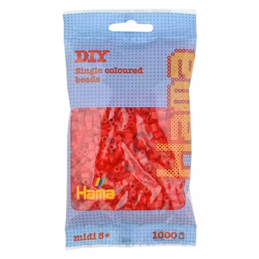 Hama Midi Transparent Röd no.13 - 1000 st