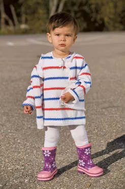 Stickad Kofta och Klänning med två olika Pippi ränder (Gratis PDF)
