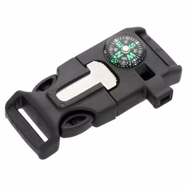 Snäpplås med Kompass, Firesteel & Visselpipa 20 mm