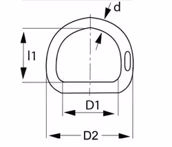 D-ring i Rött 20 x 4 mm