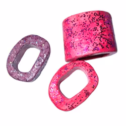Slider Pärla Ovala 1 Lila /glitter och 2 Rosa/Glitter - 3 st