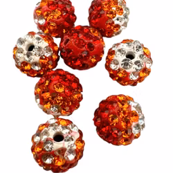 Strasspärlor - Röd/Orange/Vita 2 stycken, 4 mm