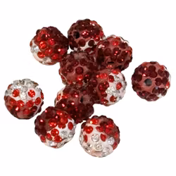 Strasspärlor - Röd/Vita 2 stycken, 4 mm