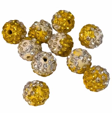 Strasspärlor - Gul/Vita 2 stycken, 4 mm