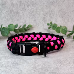 Rosa/Svart Hundhalsband med Säkerhetsspänne – För Mindre Hundar ø 23 cm