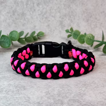 Rosa/Svart Hundhalsband med Säkerhetsspänne – För Mindre Hundar ø 23 cm