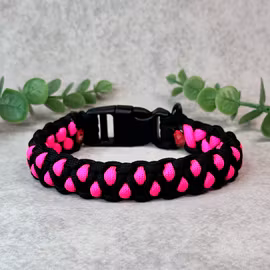 Rosa/Svart Hundhalsband med Säkerhetsspänne – För Mindre Hundar ø 23 cm