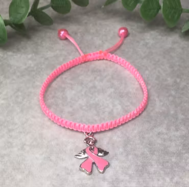Rosa Bandet armband Neonrosa med Ängel