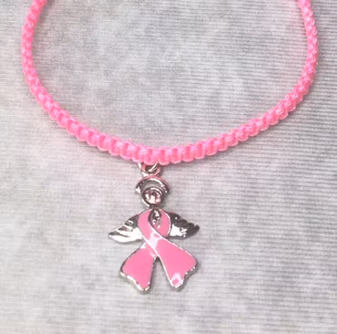 Rosa Bandet armband Neonrosa med Ängel