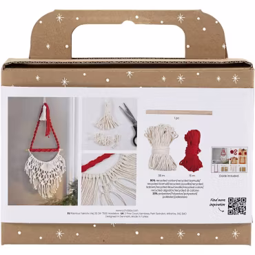 Mini DIY Kit Makramé 1 Förp., Jultomte, Julröd och Råvit