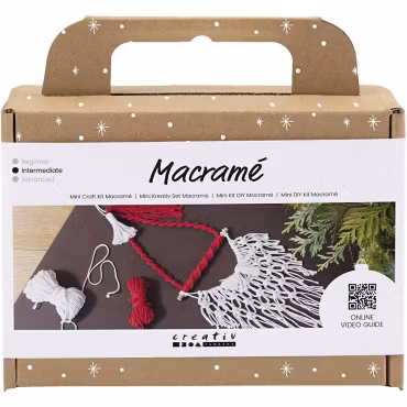 Mini DIY Kit Makramé 1 Förp., Jultomte, Julröd och Råvit
