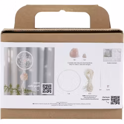 Mini DIY Kit makramé 1 Förp., Drömfångare Med Rosenkvartskristall, Ljusrosa, Vit