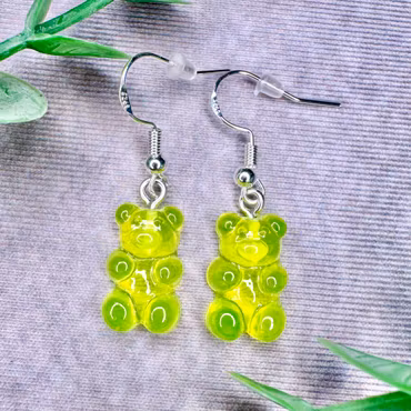 Neongulgröna gummibjörn-örhängen