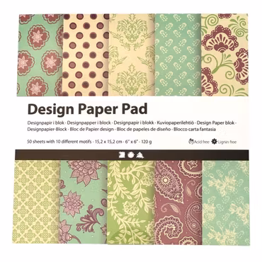 Designpapper, mintgrön, lila