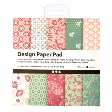 Designpapper, rosa, grön