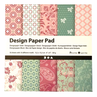 Designpapper, rosa, grön