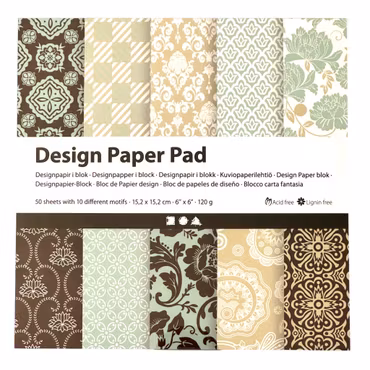 Designpapper, ljusblå, brun