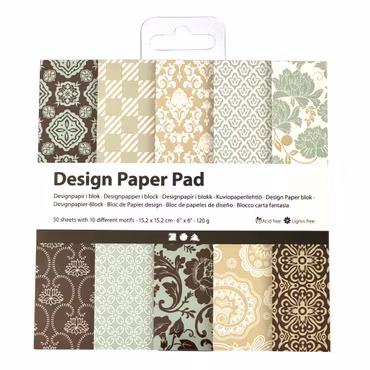 Designpapper, ljusblå, brun