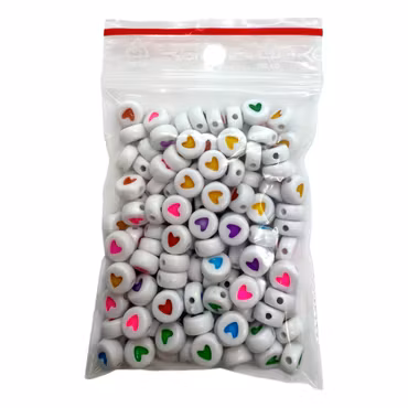 Pärlor med hjärtan färgmix - 130 st