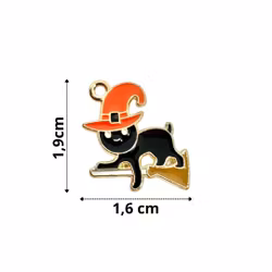 Svart katt med hatt-berlock