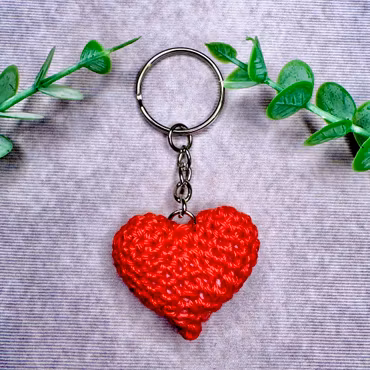Nyckelring, rött hjärta