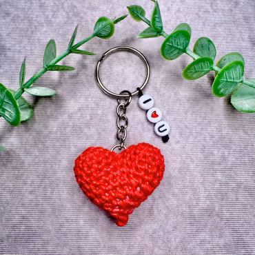 Nyckelring, rött hjärta