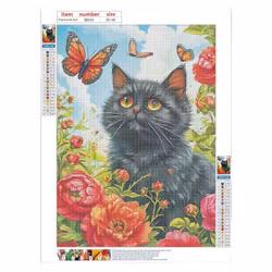 Svart katt diamond painting 5D – 30×40 cm